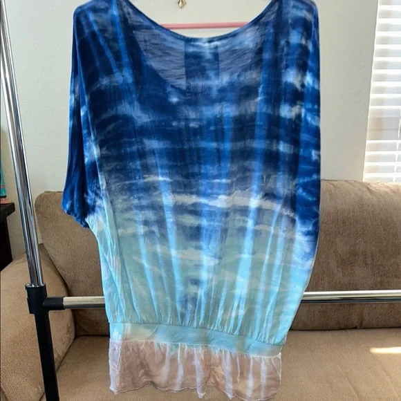 Young Fabulous and Broke Blue Tie-Dye Women's Top Size L - Picture 7 of 8